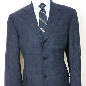 46L Canali Blue Windowpane Men's Sport Coat